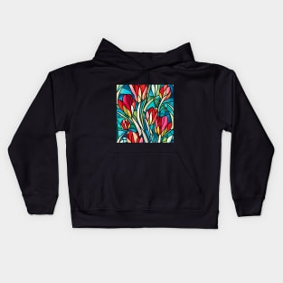 Tulip Stained Glass Art Kids Hoodie